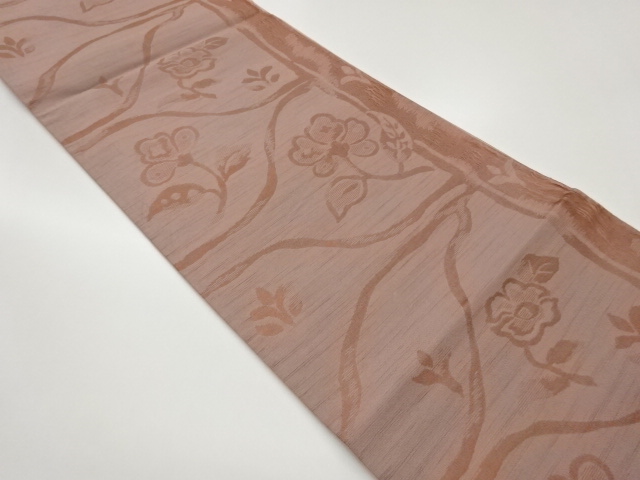 すくい織草花模様織出し袋帯